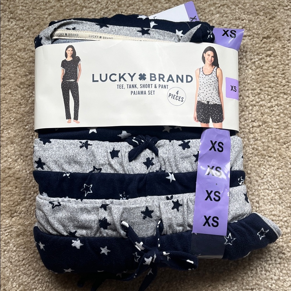 Lucky Brand Navy and Gray Star Pajama Set